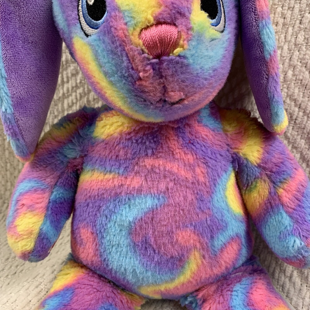 Build a Bear Bunny Rabbit Plush Stuffed Animal Rainbow Tie Dye Colorful‎ Pastel - Picture 6 of 14